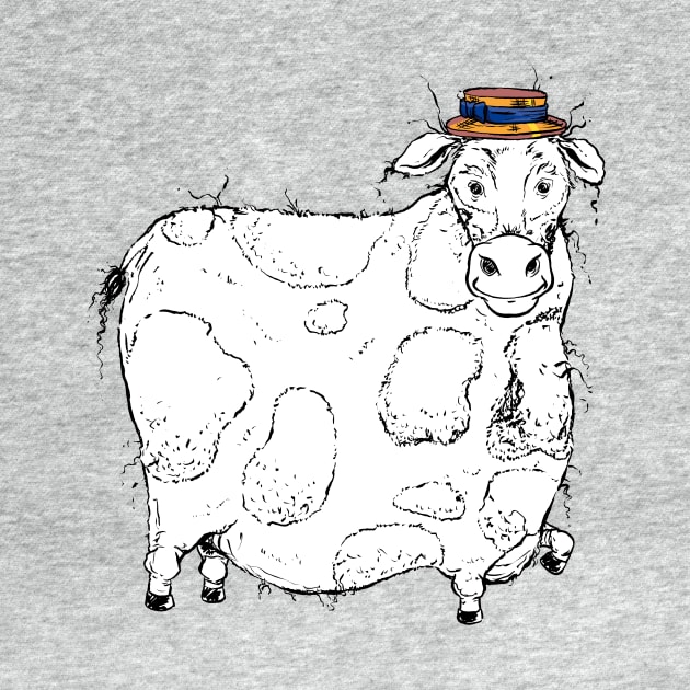 Large Plump Cow with a Precious Barber Shop Hat by obillwon